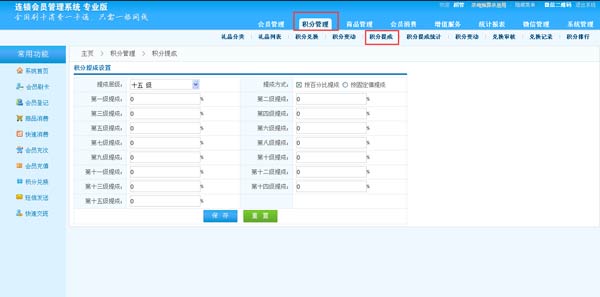 智絡BS連鎖會員管理系統會員多級積分提成功能 智絡BS連鎖會員管理系統會員多級積分提成功能